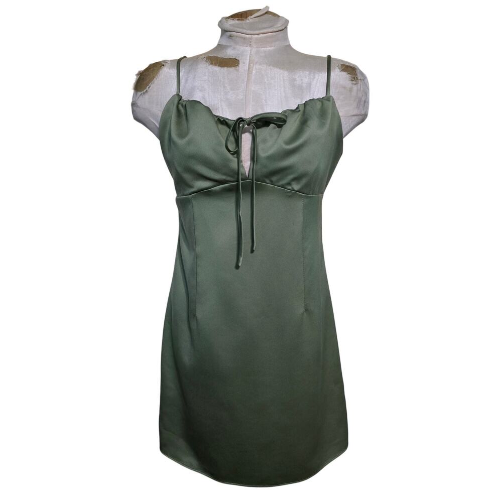 Forever 21 Women's Olive Green Spaghetti Strap‎ Mini Dress Size Large Cocktail